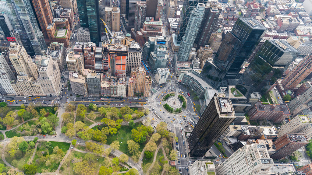Columbus Circle in New York City from above
